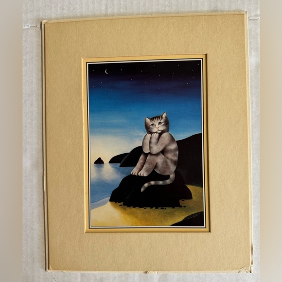 3 Vintage 1980 Martin Leman anthropomorphic cat unframed lithographs.8”x10” - Picture 6 of 16